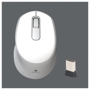 Zeb- Kai Wireless Mouse with Bluetooth and 2.4GHz Dual connectivity, White/Grey