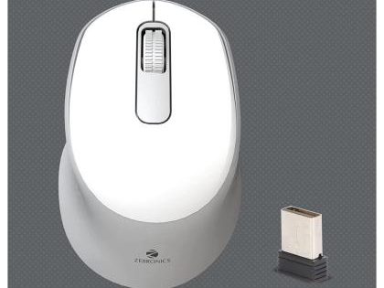 Zeb- Kai Wireless Mouse with Bluetooth and 2.4GHz Dual connectivity, White/Grey