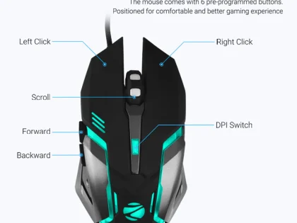ZEBRONICS ZEB-TRANSFORMER-M Wired Optical Gaming Mouse USB 3.0, Black